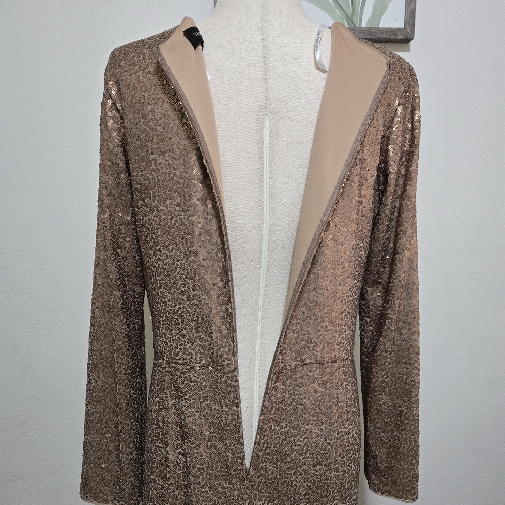 TADASHI SHOJI Alberti Sequin Slit Gown Bronze Size XL - Picture 8 of 14